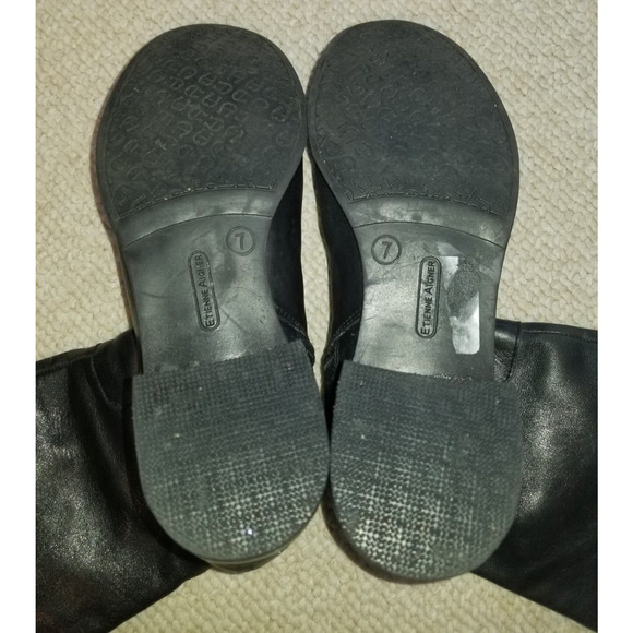 Womens Boots--black leather crest "Costa" knee high riding boot-7M - Picture 6 of 8